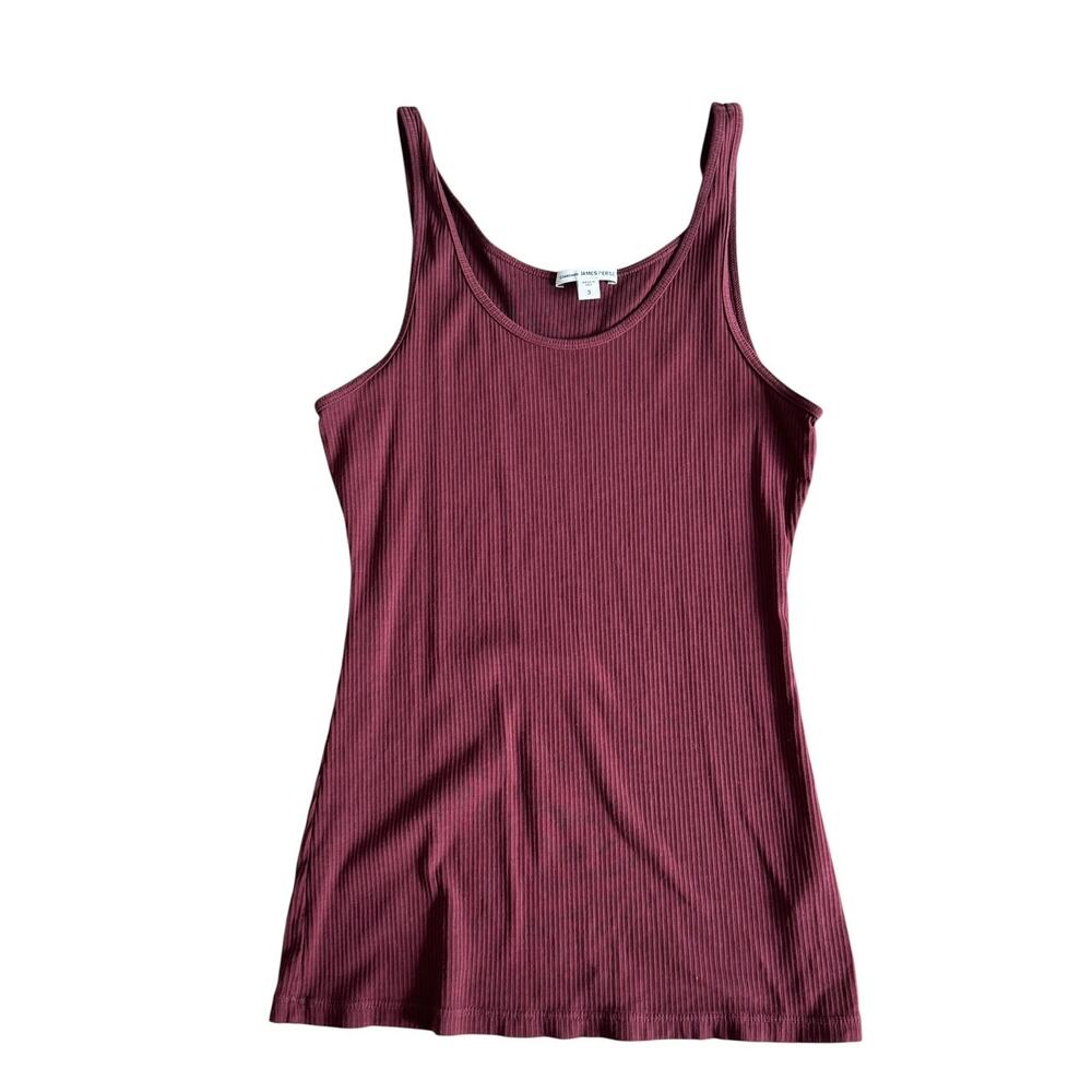 JAMES PERSE RIBBED BURGUNDY TANK TOP SIZE 3 LARGE COTTON BLEND